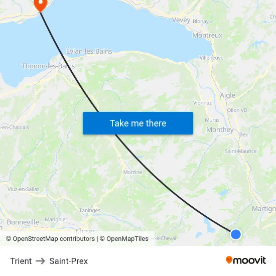 Trient to Saint-Prex map