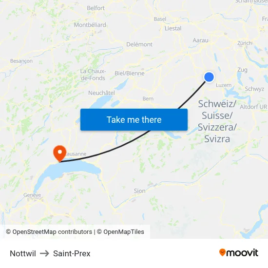 Nottwil to Saint-Prex map