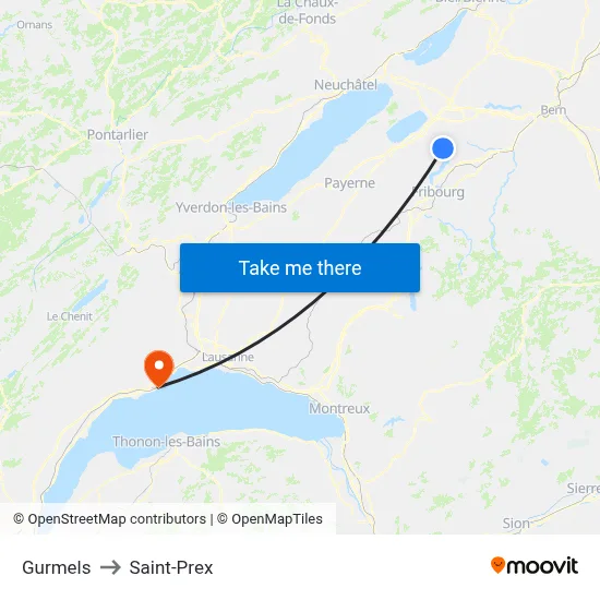 Gurmels to Saint-Prex map