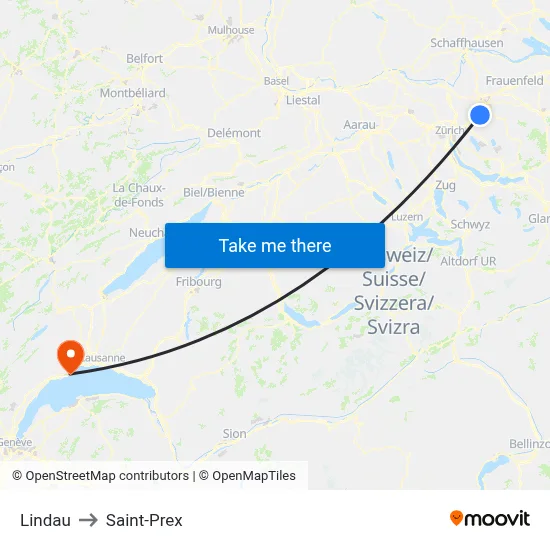Lindau to Saint-Prex map