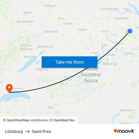 Lütisburg to Saint-Prex map