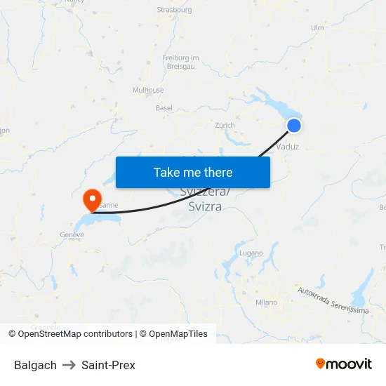 Balgach to Saint-Prex map