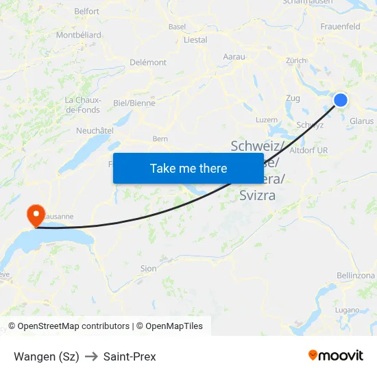 Wangen (Sz) to Saint-Prex map