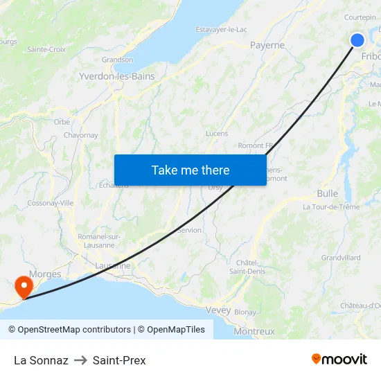La Sonnaz to Saint-Prex map