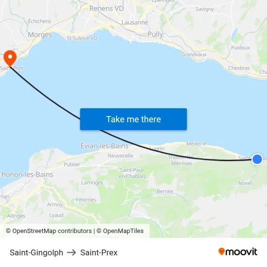 Saint-Gingolph to Saint-Prex map