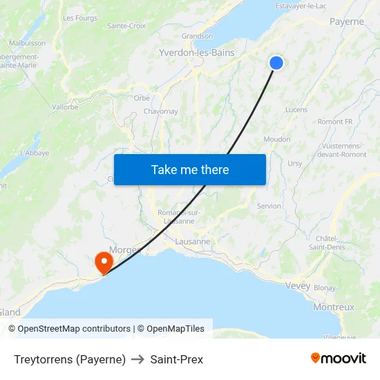 Treytorrens (Payerne) to Saint-Prex map