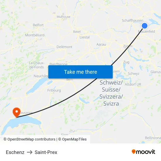 Eschenz to Saint-Prex map