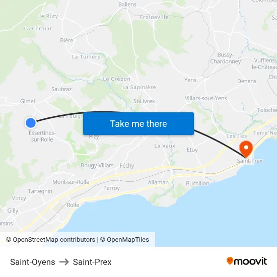 Saint-Oyens to Saint-Prex map