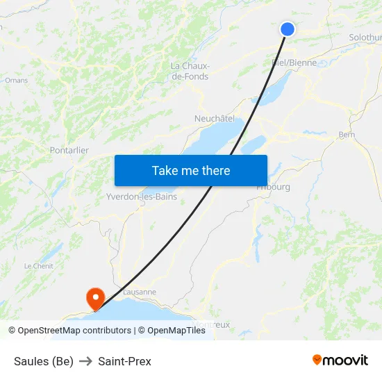 Saules (Be) to Saint-Prex map
