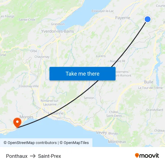 Ponthaux to Saint-Prex map