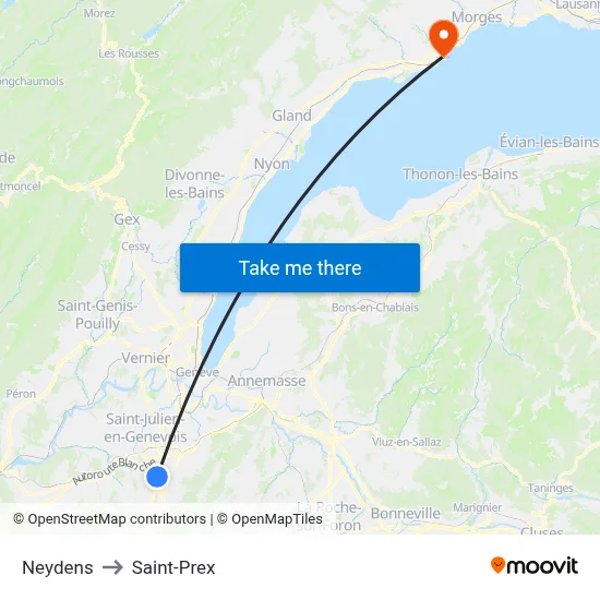 Neydens to Saint-Prex map