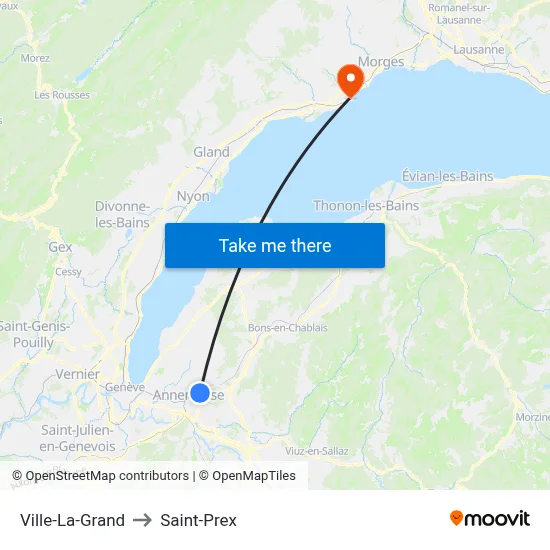 Ville-La-Grand to Saint-Prex map