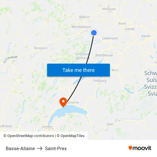 Basse-Allaine to Saint-Prex map
