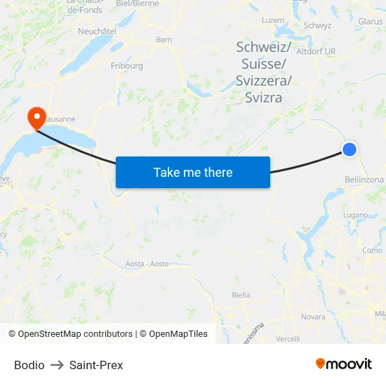 Bodio to Saint-Prex map