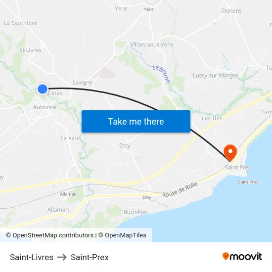 Saint-Livres to Saint-Prex map