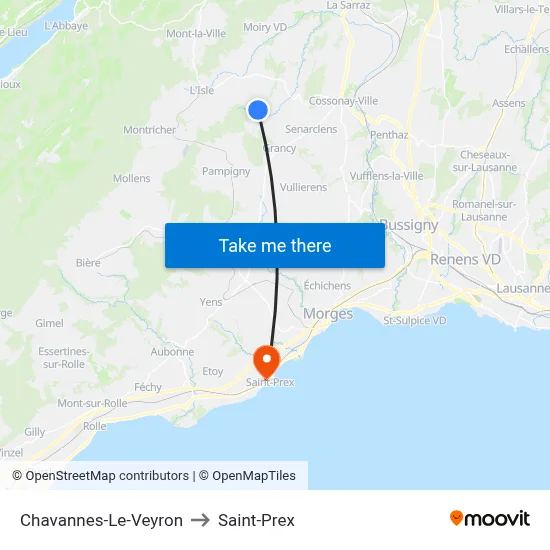 Chavannes-Le-Veyron to Saint-Prex map