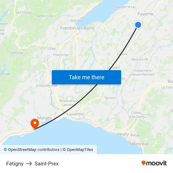 Fétigny to Saint-Prex map