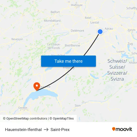 Hauenstein-Ifenthal to Saint-Prex map