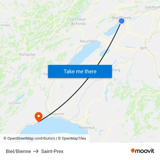 Biel/Bienne to Saint-Prex map