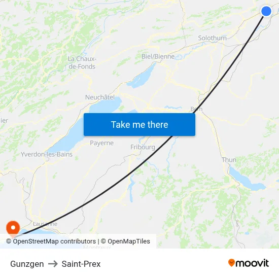 Gunzgen to Saint-Prex map