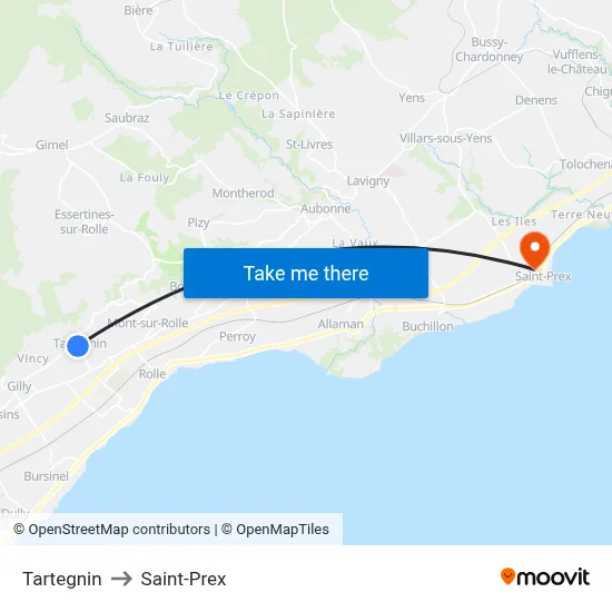 Tartegnin to Saint-Prex map