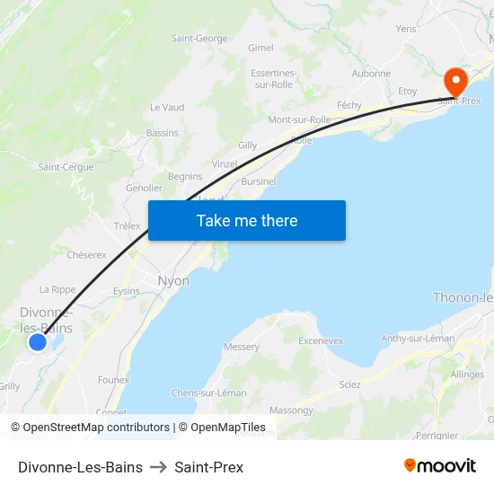 Divonne-Les-Bains to Saint-Prex map