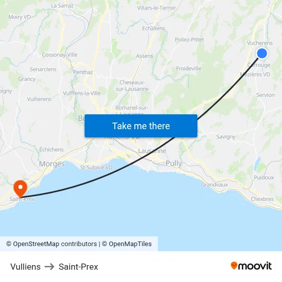 Vulliens to Saint-Prex map