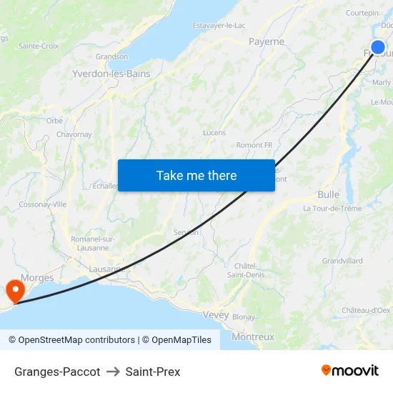 Granges-Paccot to Saint-Prex map