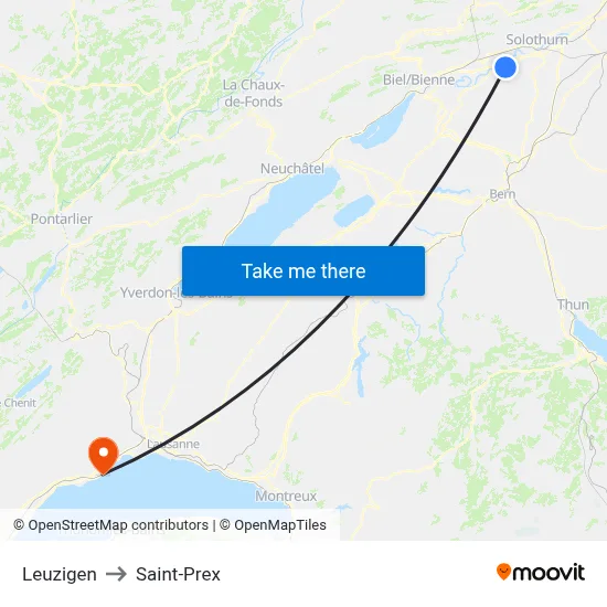 Leuzigen to Saint-Prex map
