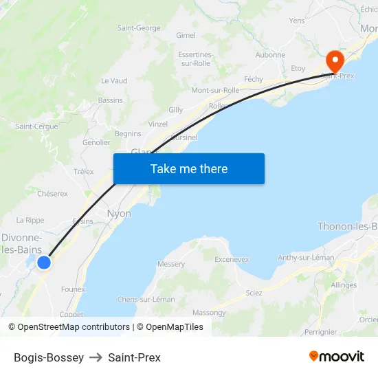 Bogis-Bossey to Saint-Prex map