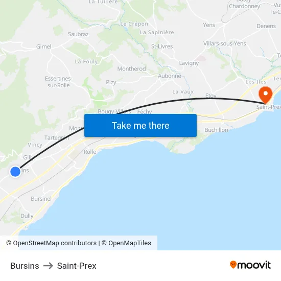 Bursins to Saint-Prex map