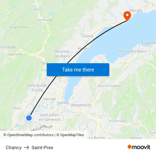 Chancy to Saint-Prex map