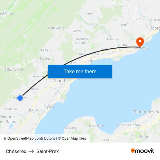 Chéserex to Saint-Prex map