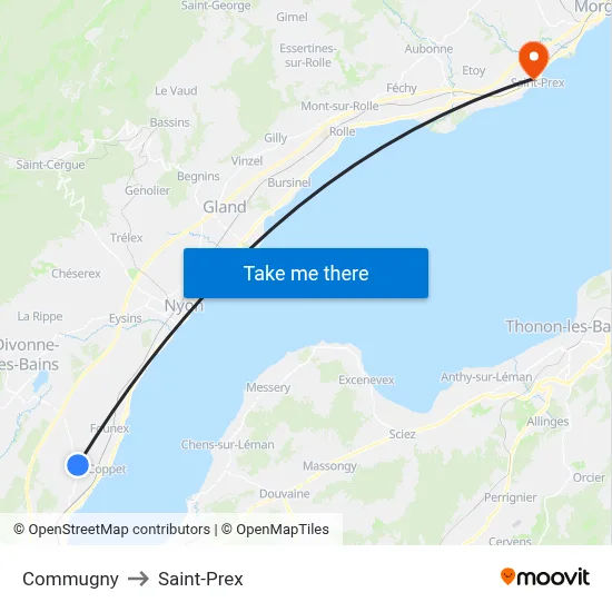 Commugny to Saint-Prex map