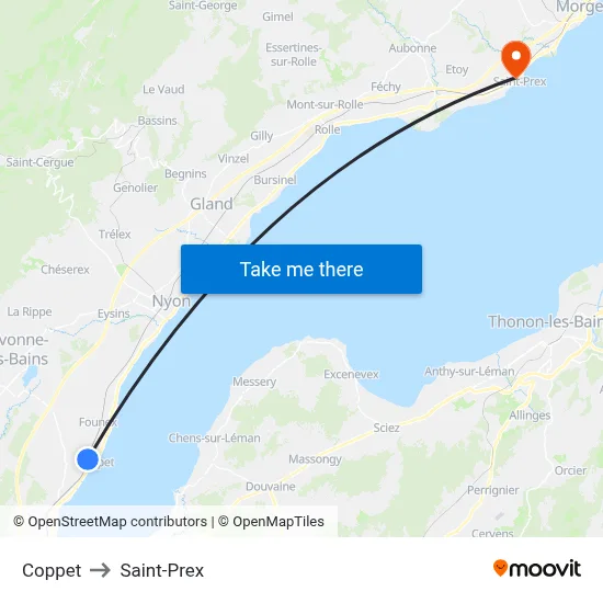 Coppet to Saint-Prex map