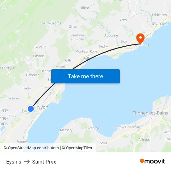 Eysins to Saint-Prex map
