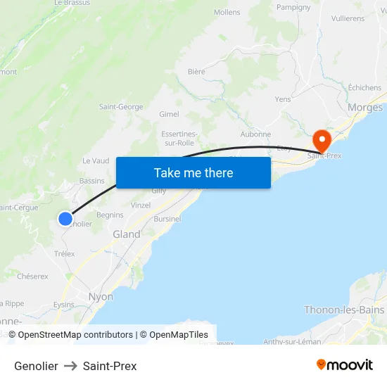 Genolier to Saint-Prex map
