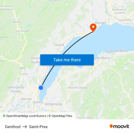Genthod to Saint-Prex map