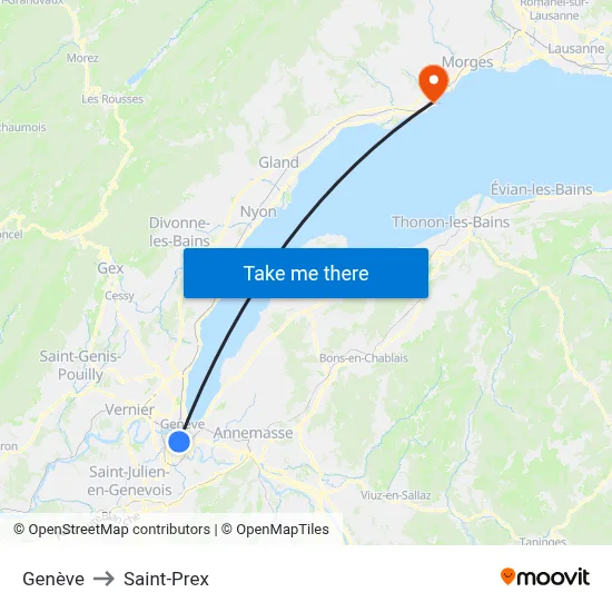 Genève to Saint-Prex map