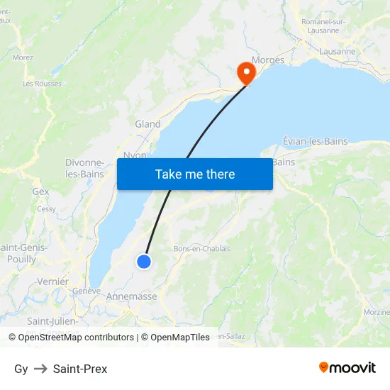 Gy to Saint-Prex map