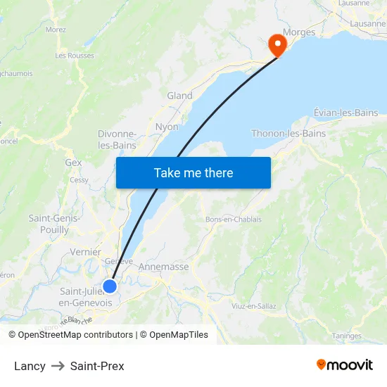 Lancy to Saint-Prex map
