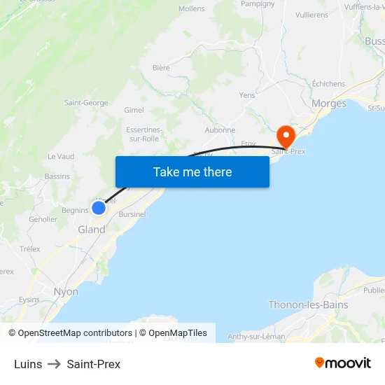 Luins to Saint-Prex map