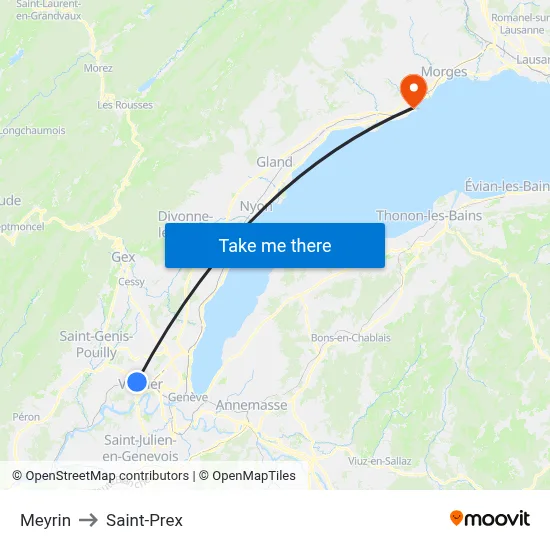 Meyrin to Saint-Prex map