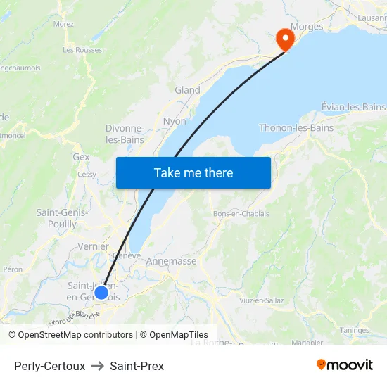 Perly-Certoux to Saint-Prex map