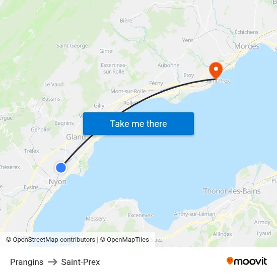 Prangins to Saint-Prex map