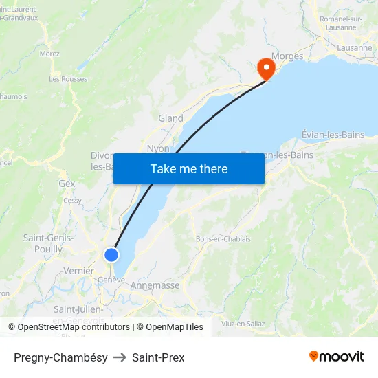 Pregny-Chambésy to Saint-Prex map