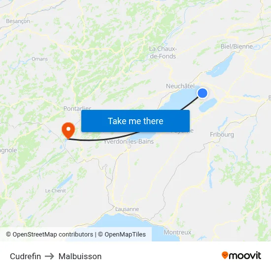 Cudrefin to Malbuisson map