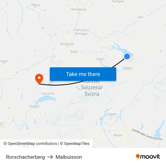 Rorschacherberg to Malbuisson map