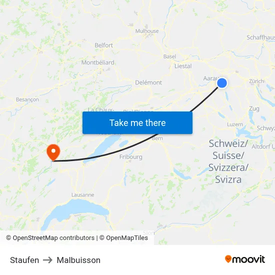 Staufen to Malbuisson map