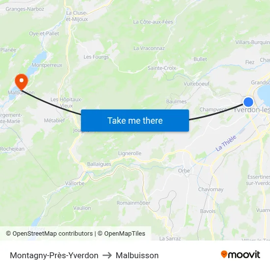 Montagny-Près-Yverdon to Malbuisson map